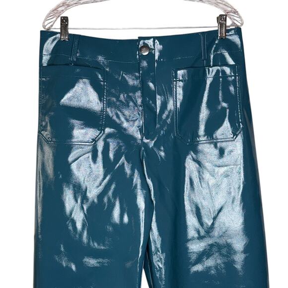NWOT Maeve Anthropologie The Colette Blue Faux Leather Pants Size 32 Boho Rare - Picture 5 of 12